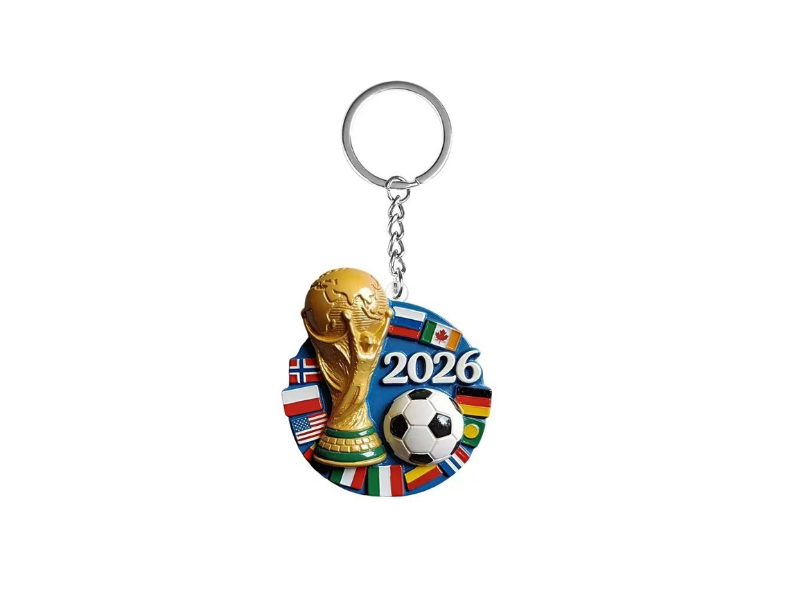 Llavero Resina Circular Copa 2026 Relieve Trofeo Fifa, Múltiples Banderas Selecciones Balón Fútbol, Accesorio Coleccionable Hincha