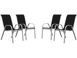 Conjunto 4 Sillas de Jardín HABITAT Y JARDÍN Cordoba (Negro - 53.5 x 75 x 92 cm)