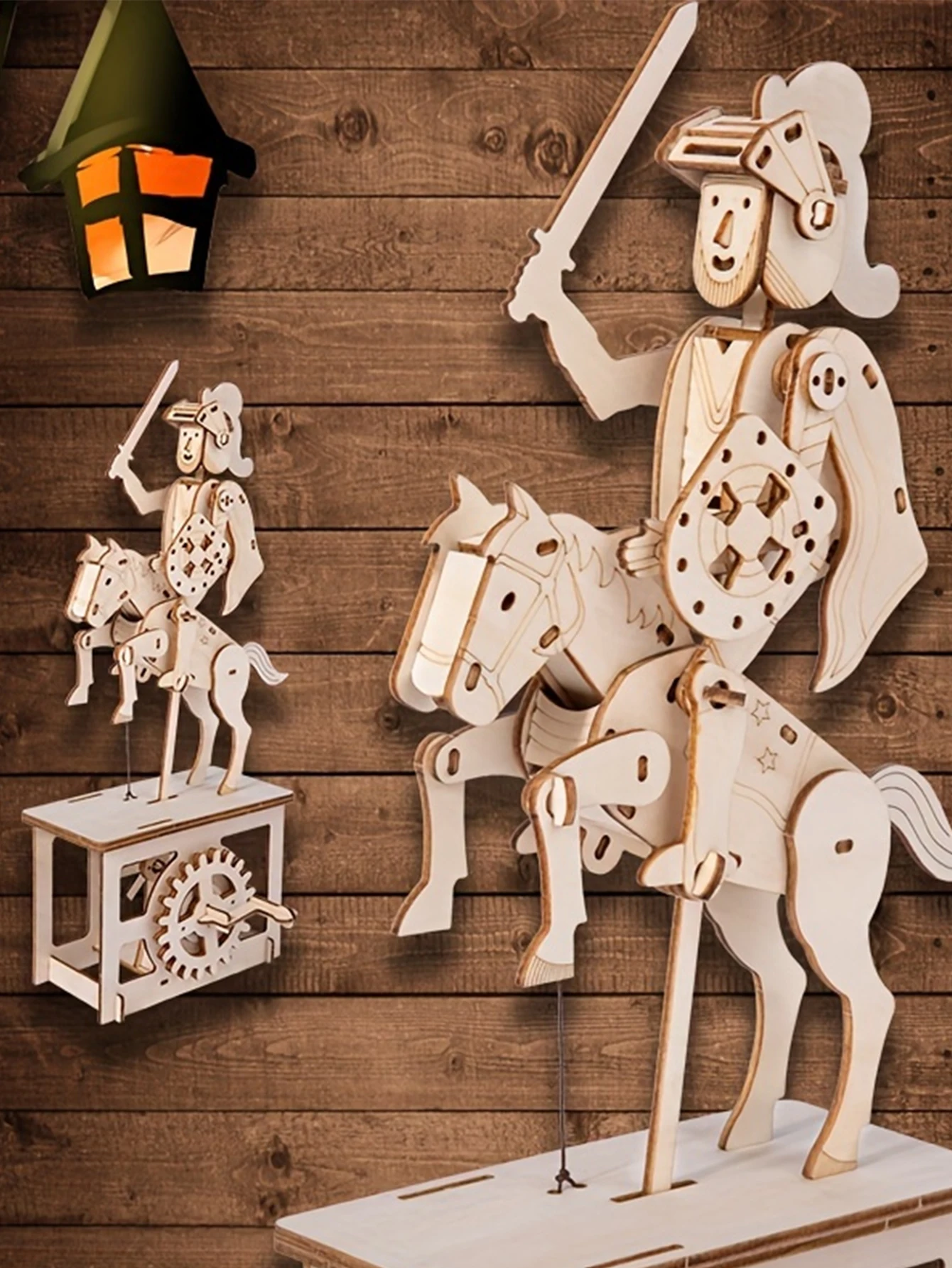 Kit De Montaje De Rompecabezas De Madera 3d Con Forma De Caballero.