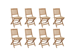 Sillas plegables de exterior de acacia maciza de 8 piezas con cojines DKD Home Decor