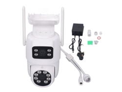 Cámara De Seguridad Inalámbrica Wifi De 3 Mp Con Doble Lente, Detección De Movimiento Y Control Remoto Para Uso Doméstico Y Exterior. Enchufe Británico.