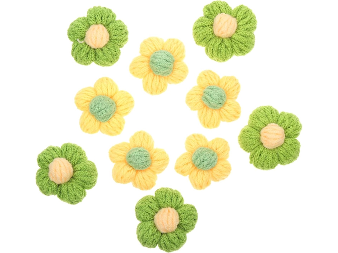 10 Flores De Ganchillo Hechas Lana, Broches
