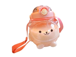 Botella De Agua De Plástico Con Diseño De Panda Adorable, 1000 Ml, Con Pajita Y Correa, Ideal Para El Uso Diario De Los Niños - Rosa Sakura