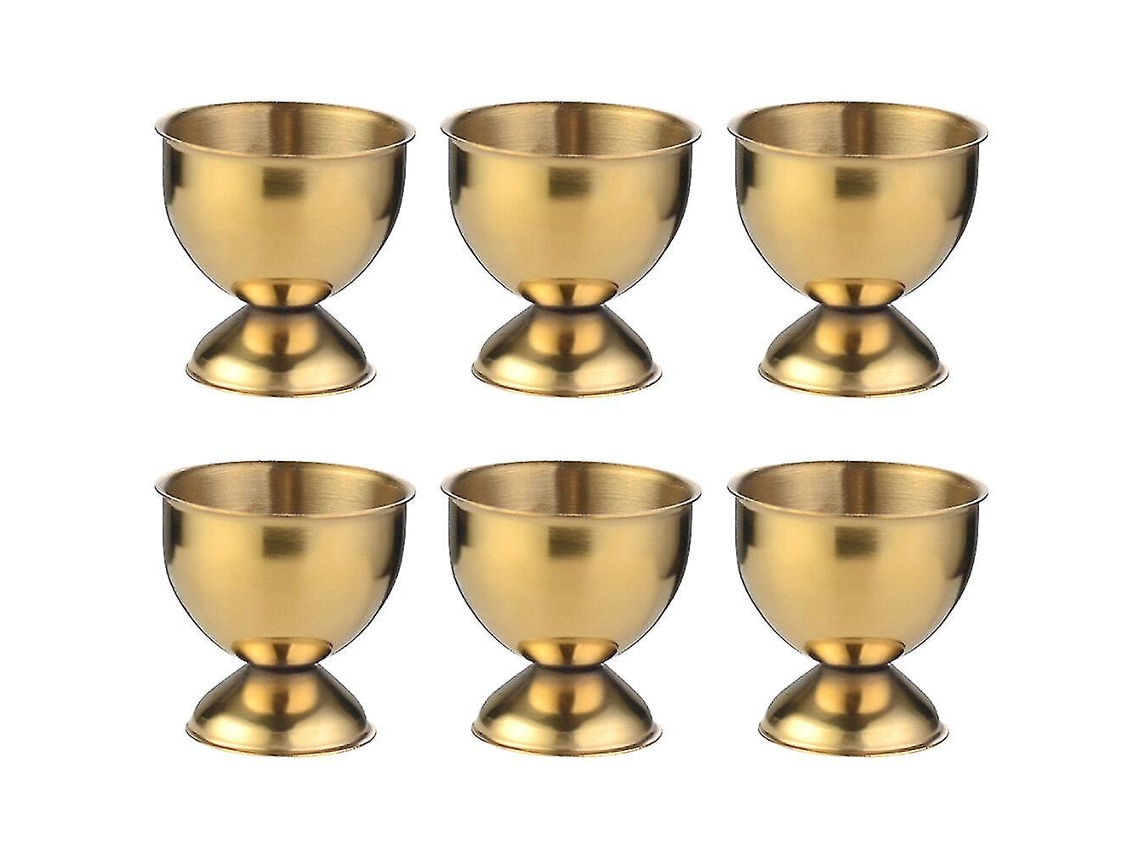 6 soportes de acero inoxidable para huevos, cerveza o vino, de mesa, pequeños, dorados, 4,7 x 4,7 x 4,7 cm.