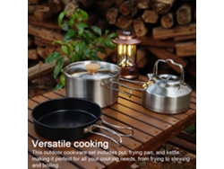 Juego de utensilios de cocina para acampar y hacer senderismo.
