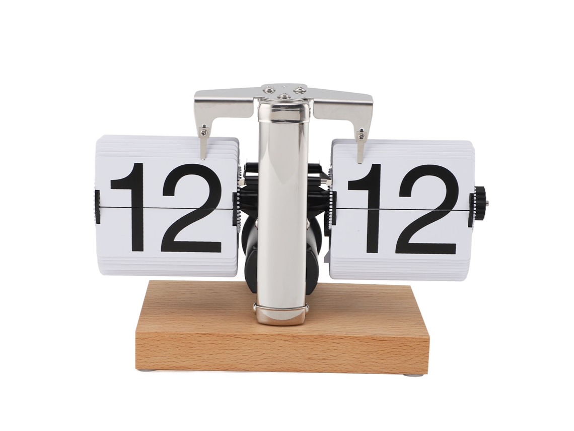 2026-reloj De Mesa Flip Retro Digital Con Base De Madera, Operado Por Batería, 24 Horas, Decoración Hogar Y Oficina, Blanco