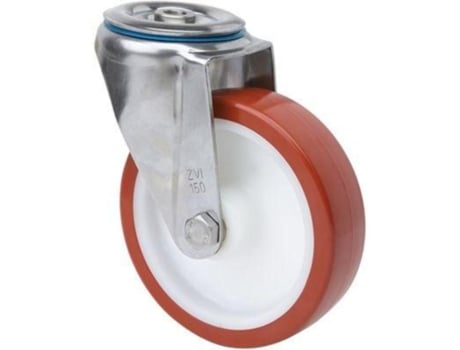 Rueda giratora aguj.m12 inox.20zvi200-polr poliamix blanco-poliur.marron rod. ALEX