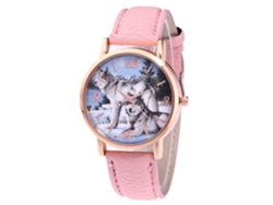 Reloj De Pulsera De Cuarzo Para Hombre Con Correa De Piel Sintética Rosa, Estilo Sencillo.