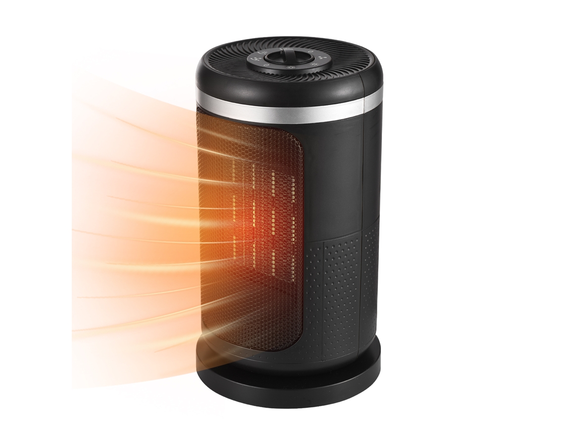 Calefactor Portátil Con 2 Velocidades Y Modo Ventilador, Termostato Giratorio De 90°, Apagado Automático, Sistema Antivuelco, 1500 W.