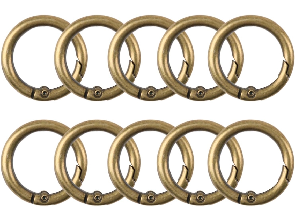 10 Ganchos Redondos De Bronce Con Resorte, De 27 Mm, Para Llaveros, Bolsos O Proyectos De Bricolaje.