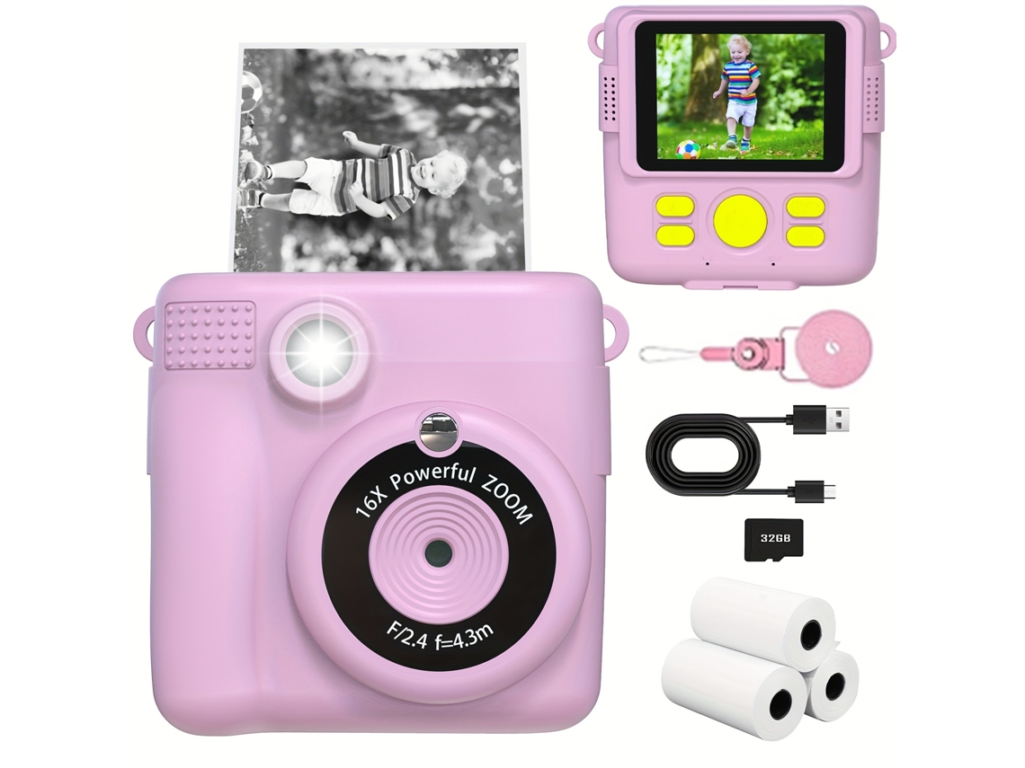Câmara Digital Eifson Cámara De Impresión Instantánea Para Niños De 32 Gb Rosa