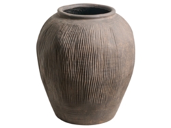 Plantador Redondo Para Interior E Exterior Beliani Katerini De Fibra De Argila Castanho 35x35x40