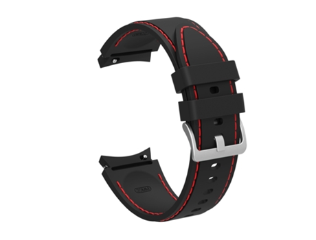 Correa de reloj inteligente para Samsung Galaxy Watch4/Watch4 con costuras clásicas de silicona (negro rojo)