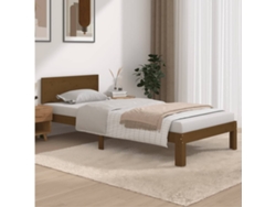 Estructura Cama Sin Colchón Madera Pino Marrón Miel 90x200 Cm