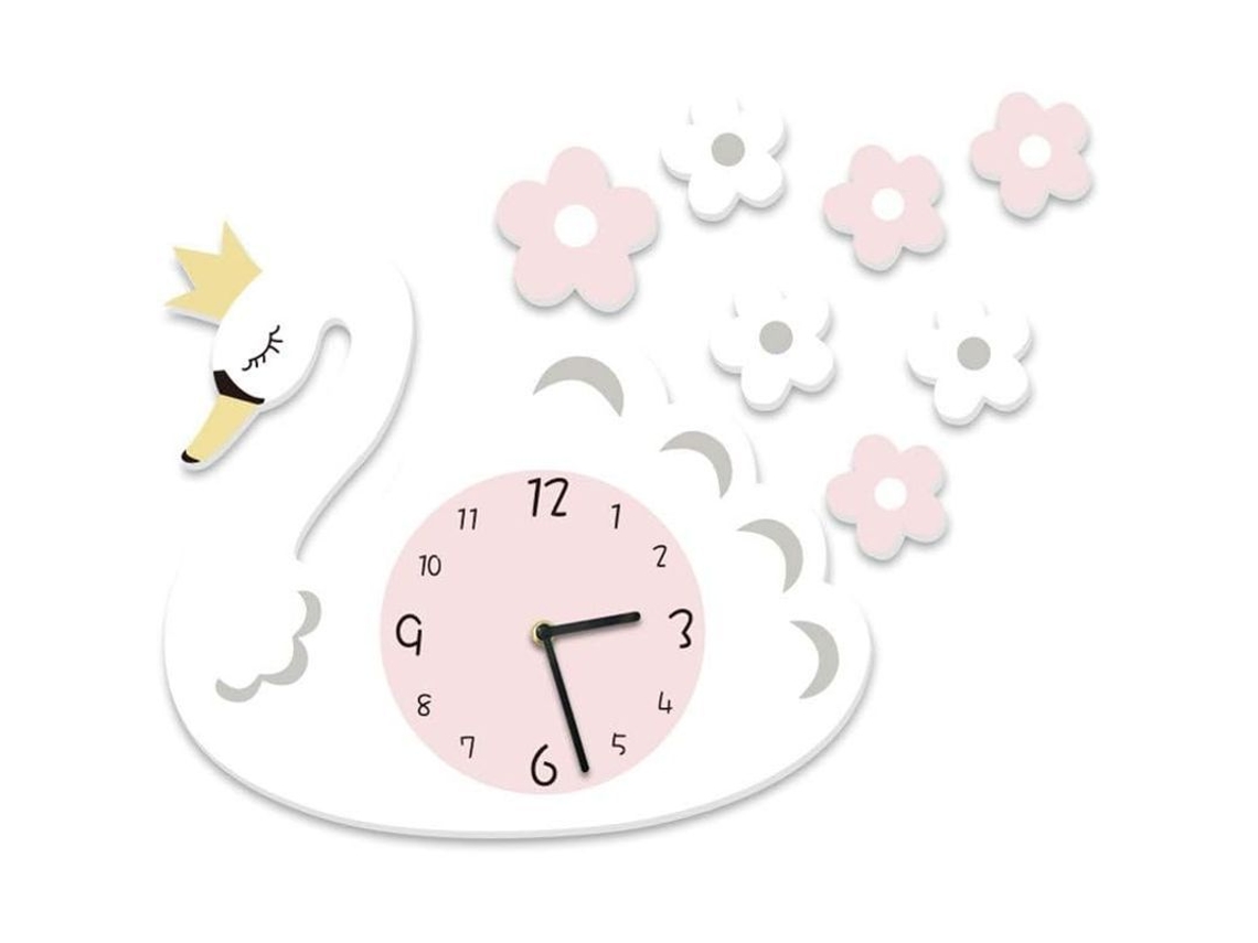 Reloj De Pared Infantil 3d Silencioso Con Forma De Cisne, Decorativo Para Dormitorio Y Sala De Estar.