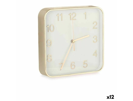 Reloj de Pared Cuadrado Dorado Vidrio Plástico 19 x 19 x 3,5 cm (12 Unidades)