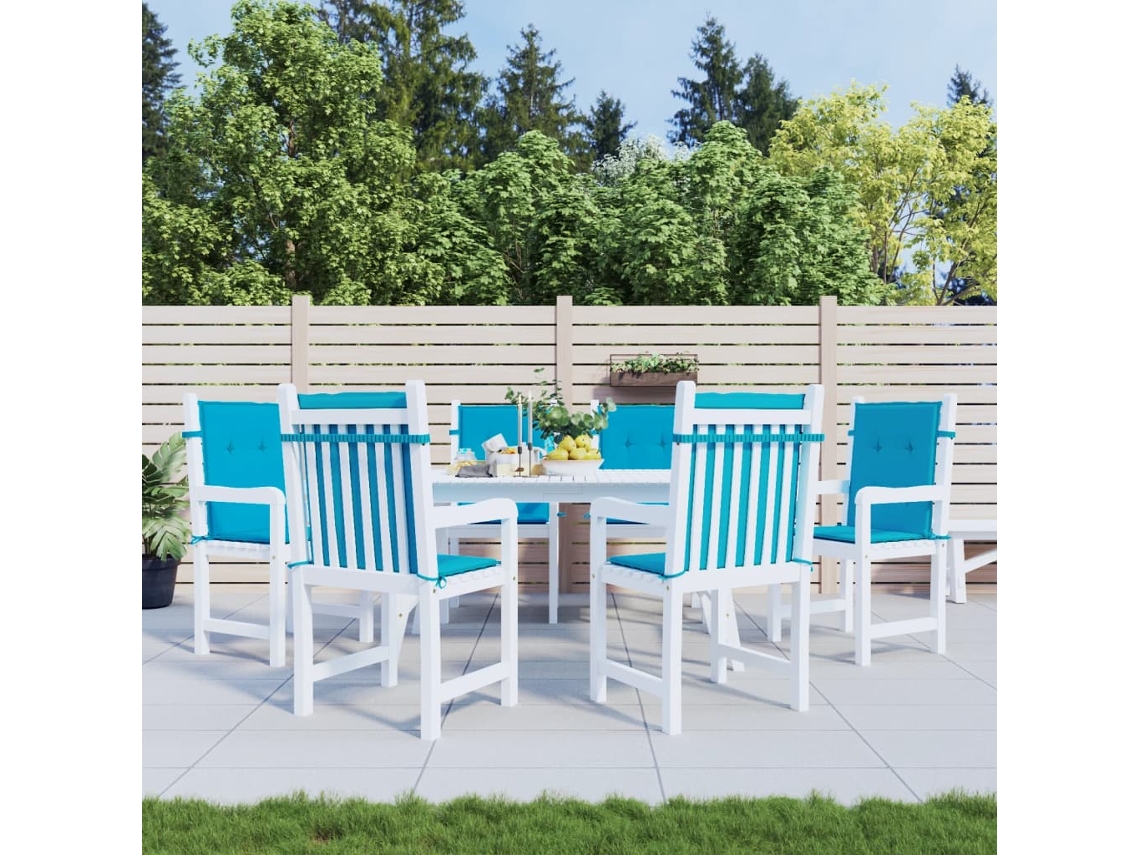 Cojín Silla Jardín Respaldo Bajo 6 Uds Tela Oxford Azul