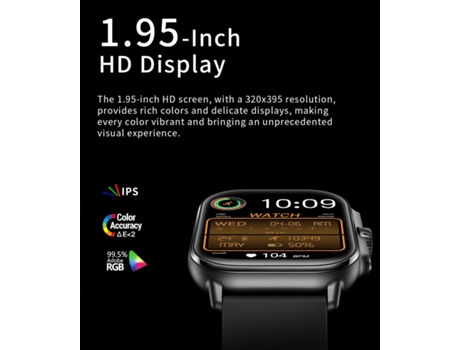 Smart Watch I120 1,95 pulgadas Monitoreo de salud de llamadas Bluetooth Más de 100 modos deportivos IP76 a prueba de agua - Negro CHRONUS