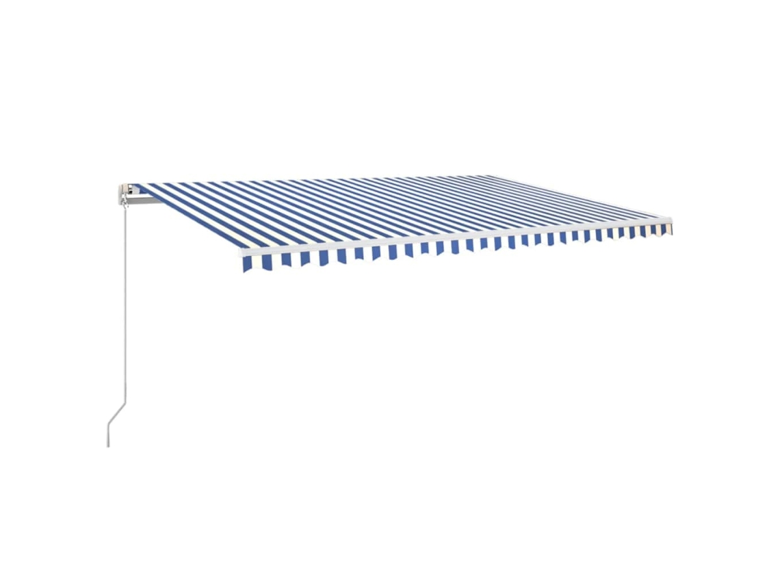 Maison Exclusive - Toldo Retráctil Manual Con Led Azul Y Blanco 500x350 Cm