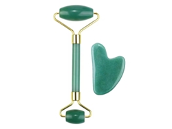 Set de rodillos de masaje facial de jade, reduce la hinchazón, apto para hombres y mujeres. Verde PANOONA