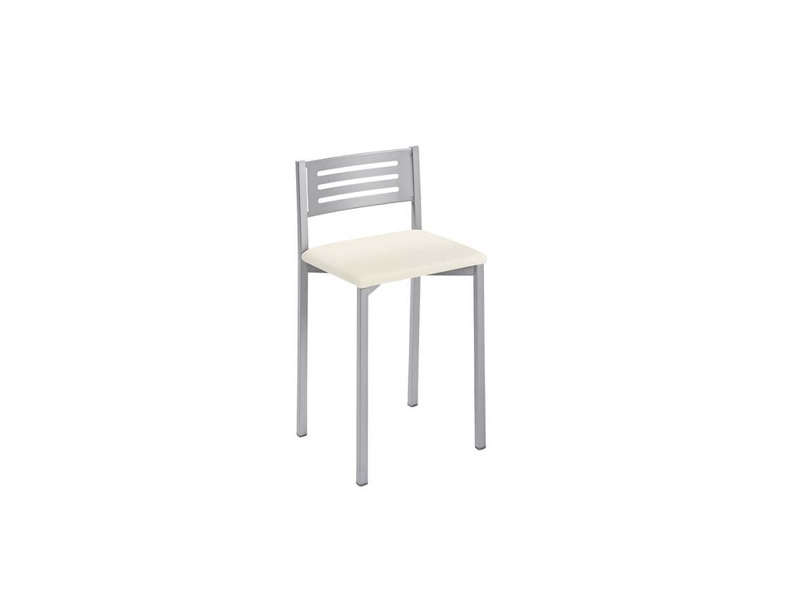 Banqueta de Cozinha em Alumínio Kati com Encosto Baixo 33x69x38cm Sisal Prateado FANMUEBLES