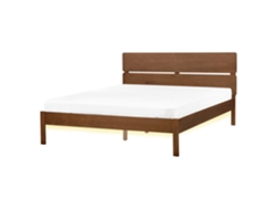 Cama LED BELIANI Boisset de Madera de caucho Madera clara 165x205x101