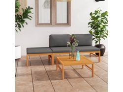 Conjunto de salón de jardín DKD Home Decor con cojines grises en teca maciza