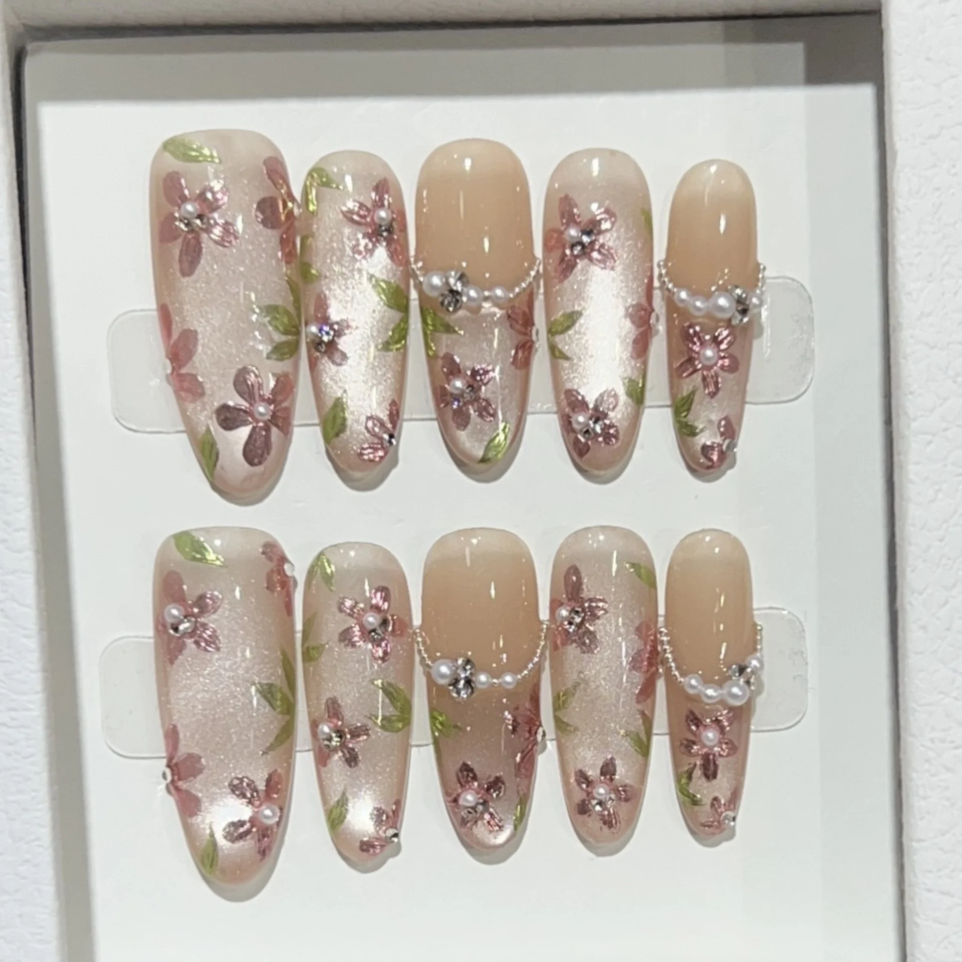 (803 -l) 10 Pegatinas Para Cubrir Uñas Artificiales Hechas A Mano