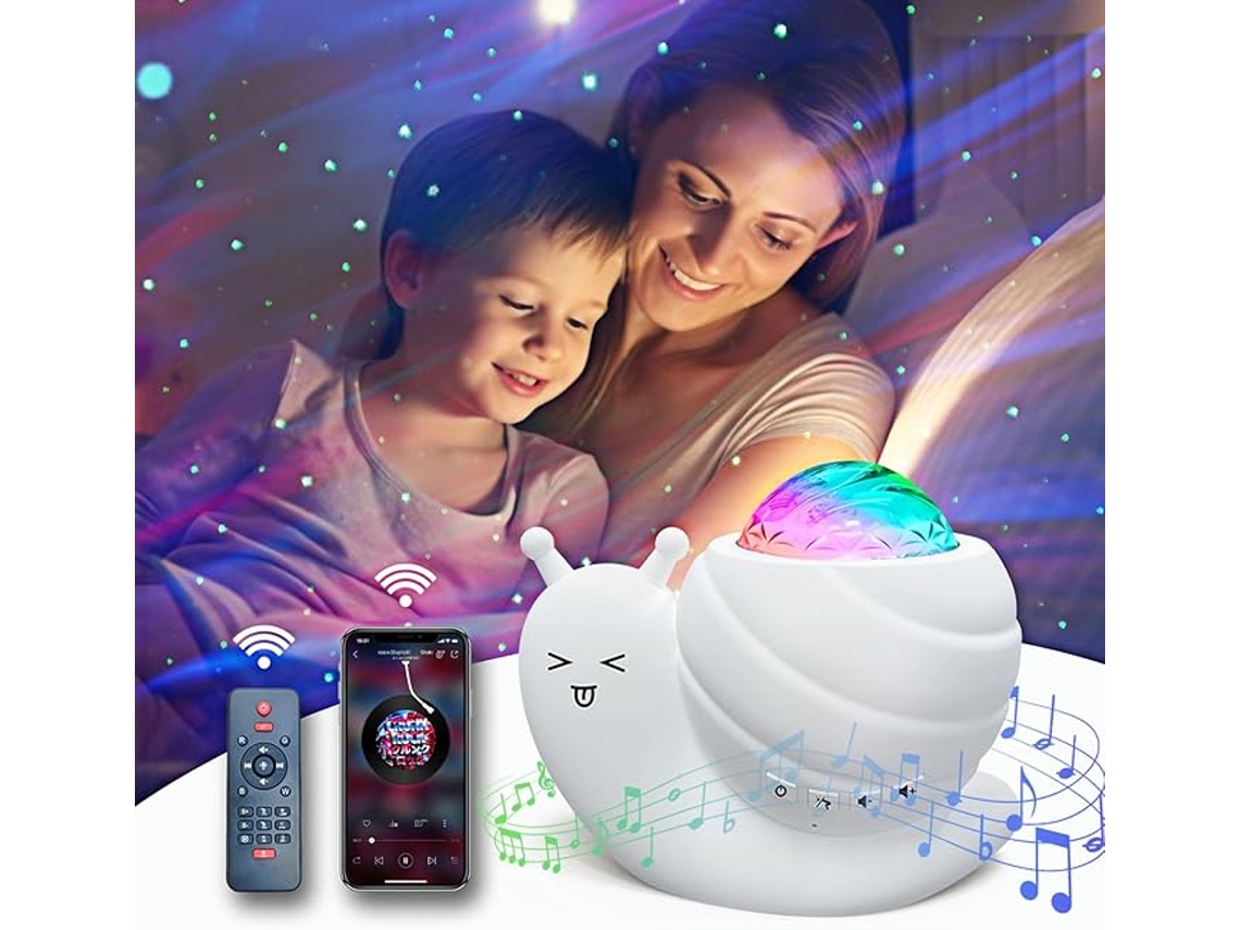 Lámpara proyector Aurora Galaxy, luz nocturna con forma de caracol para habitación infantil con control remoto, color blanco Siurn