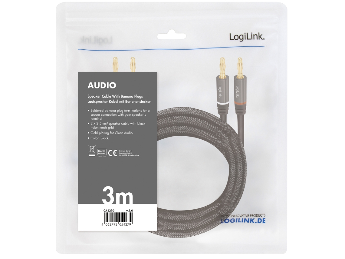 Cable de Altavoz LOGILINK 2 X 2 Enchufes Banana 3,0 M