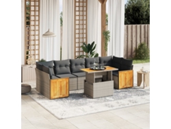 Conjunto de sofá de jardín de 8 piezas con cojines, ratán gris, DKD Home Decor