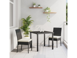 Juego de comedor de jardín de 3 piezas Lovely Home de ratán negro y poliéster