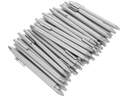 50 Bolígrafos Retráctiles De Plástico Plateado Y Bolígrafos Portátiles Con Diseño Ergonómico.