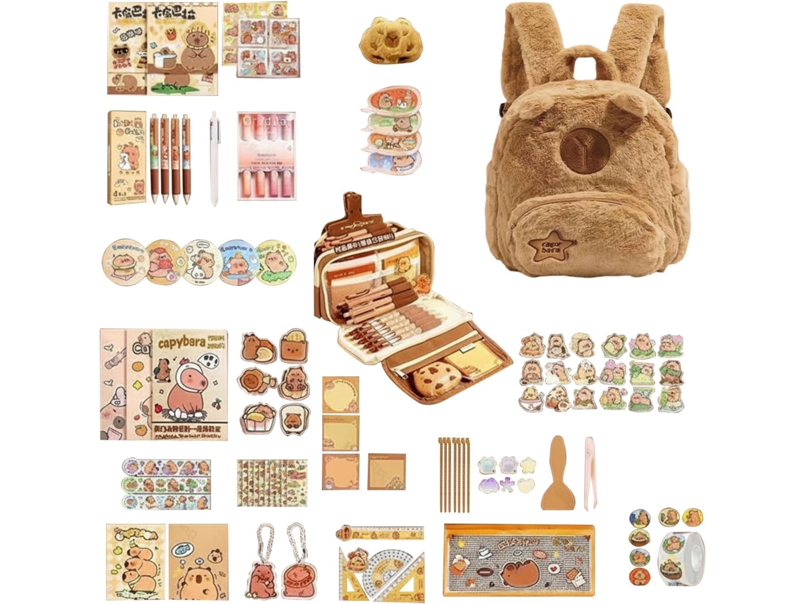 Kit De Papelería De Carpincho - Útiles Escolares - Bolso Bandolera Suave - Ideal Para Estudiantes, C