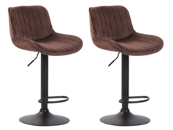 Juego de 2 taburetes de bar modernos y cómodos y ajustables en terciopelo marrón con base de trompeta de metal negro Tdb10398 Dcoshop26