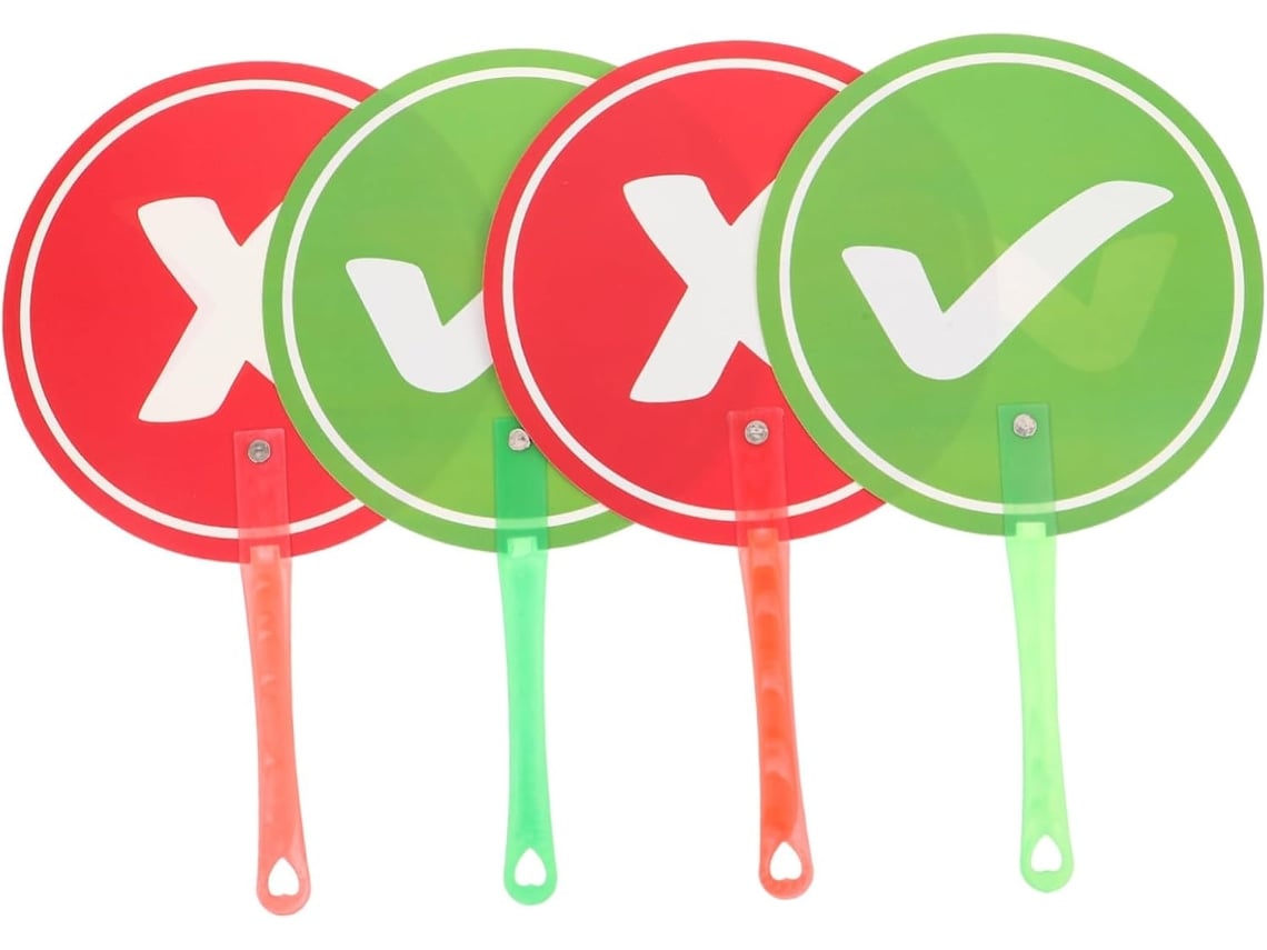 Conjunto De 4 Painéis De Plástico Dupla Face Com Respostas'' Sim/ Não'', Reutilizáveis Para Ensino E Avaliação,