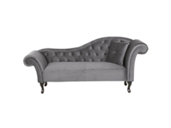 Chaise longue derecho BELIANI Lattes de Terciopelo Gris 188x59x87