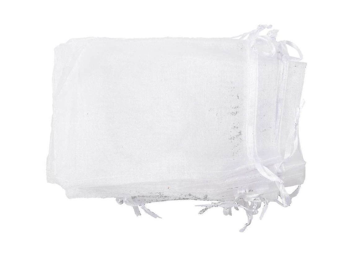 Juego De 25 Bolsas Grandes De Organza Blanca Con Cordón Ajustable - 11x16cm - Regalos, Joyas, Fiestas