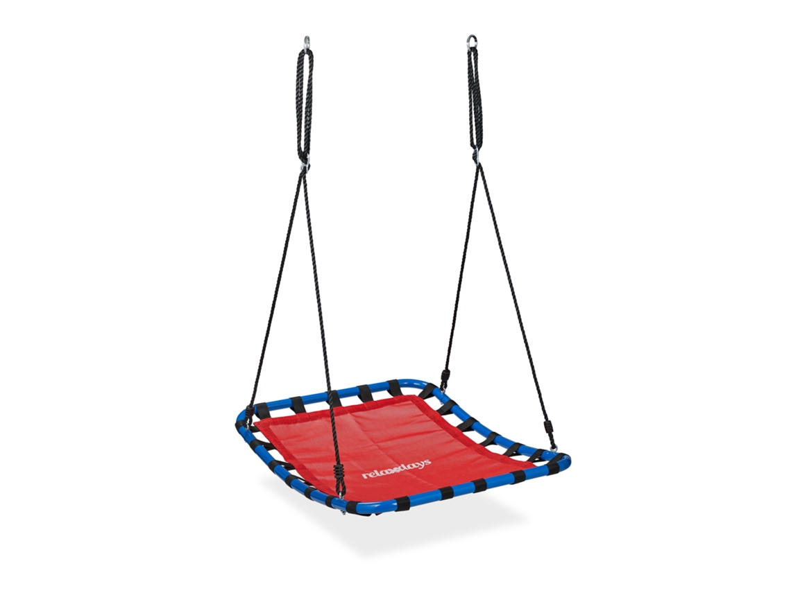 Relaxdays Columpio Nido, Niños Y Adultos, Capacidad Hasta 100 Kg, Altura Regulable, 76 X 103 Cm, Balancín Jardín, Rojo
