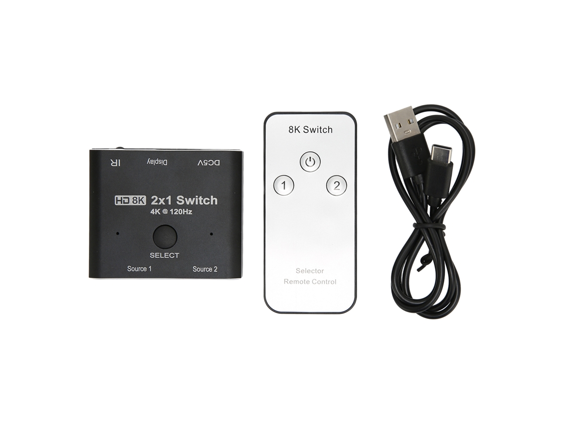 Interfaz Multimedia Hd 2.1, Conmutador 2 Entradas 1 Salida, 8k A 60 Hz, 4k A 120 Hz, Plug And Play, Divisor De Alta