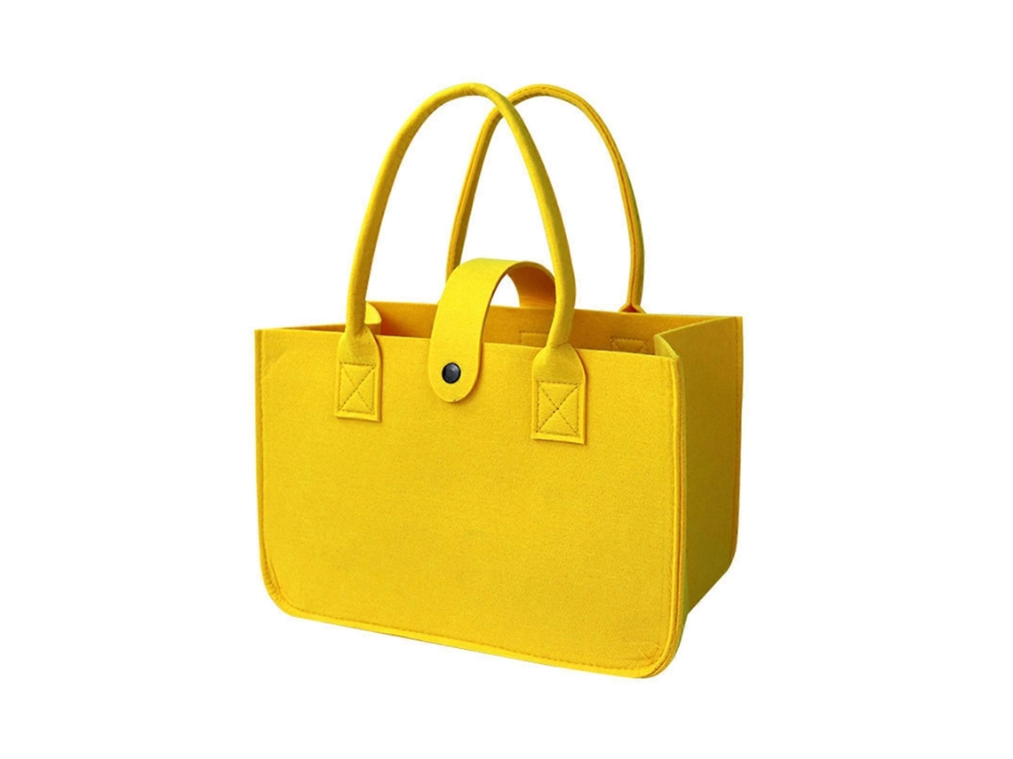 Bolsa de fieltro plegable y resistente a los desgarros, ideal para ir de compras, picnics y uso diario. Color amarillo.