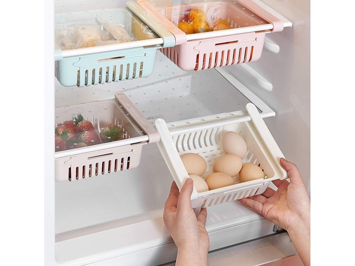 Caja organizadora plegable para frigorífico Rebe con cajón, 4 piezas, PP resistente, espacio de almacenamiento ampliado.