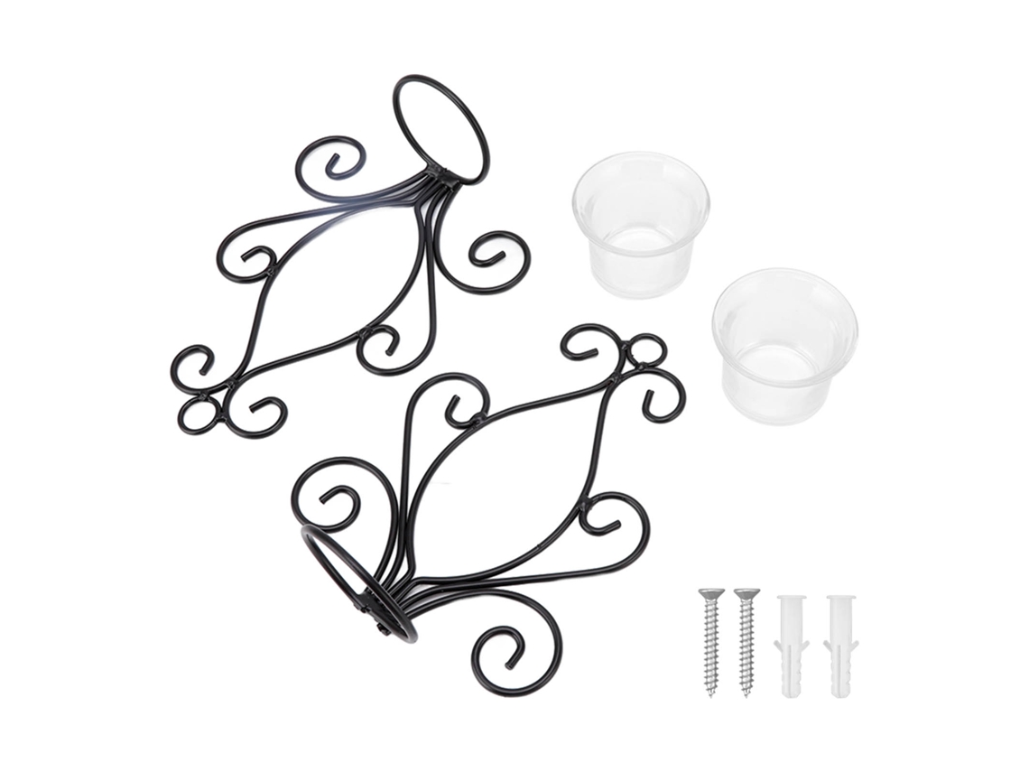 Candelabro de pared de hierro estilo europeo con plato, juego de 2 piezas