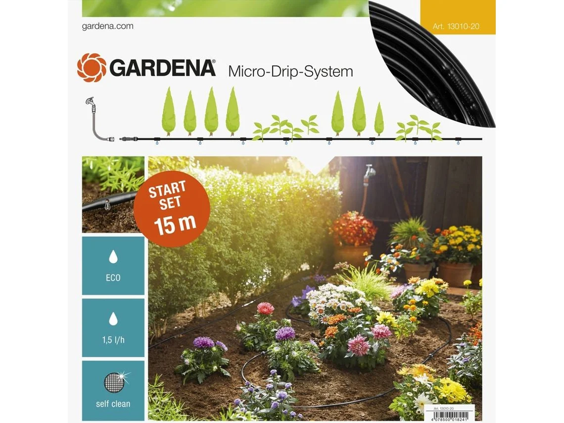 Sistema de Riego por Goteo GARDENA Set de Inicio para Hileras S