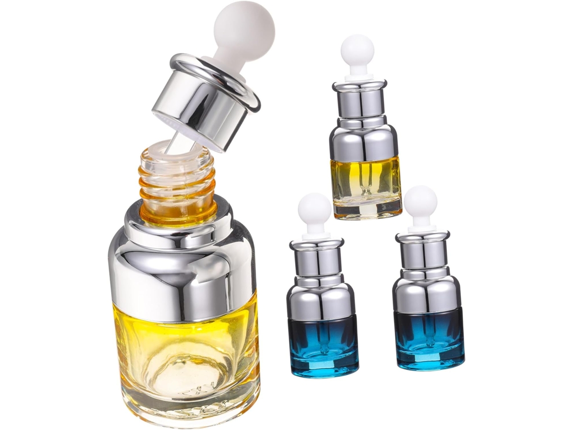 Juego De 4 Frascos De Vidrio Con Pipeta, Reutilizables Para Aceites Esenciales.