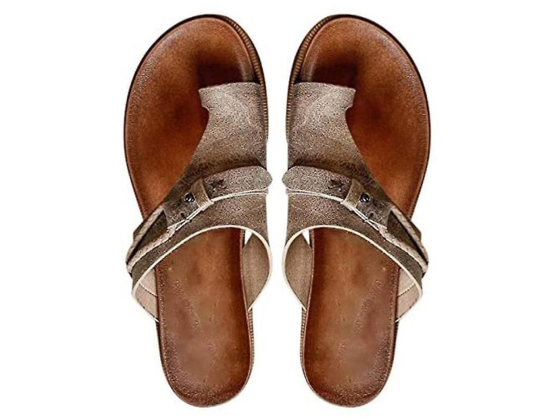 2026-sandalias Ortopédicas Mujer Corrección De Juanetes Tacón Plano Zapatos Deslizantes Cuf Eu 43 Gris