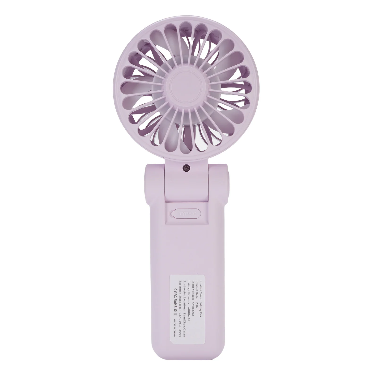 Ventilador De Mano (morado), Plegable, 5 Velocidades Ajustables, Silencioso, Pantalla Digital.