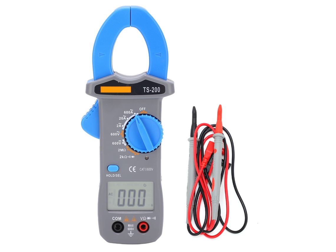 Multímetro Digital De Pinza Ts-200, Antiquemaduras, 600 A/600 V, Portátil Y Preciso, Con Múltiples Funciones Para Mediciones Eléctricas.