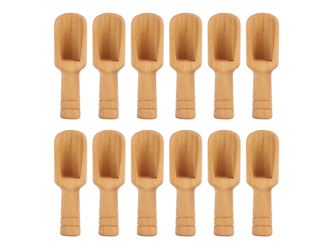 12 Cucharitas de Madera Pequeñas, Mini Cucharitas para Sales de Baño, Especias, Café, Cocina y Maquillaje