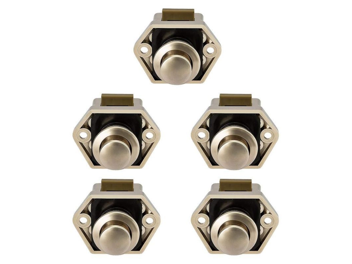 Cerradura De Pulsador Para Cajones Armarios Puertas Caravana Autocaravana Barco Zinc-alloy Plástico 14-16mmníquel 5 Piezas